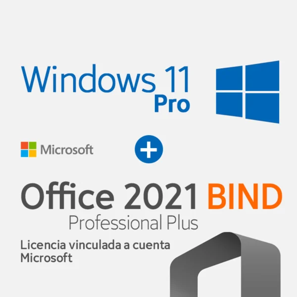 Windows 11 PRO + Office 2021 Professional Plus BIND (LICENCIA VINCULADA A SU CUENTA MICROSOFT)